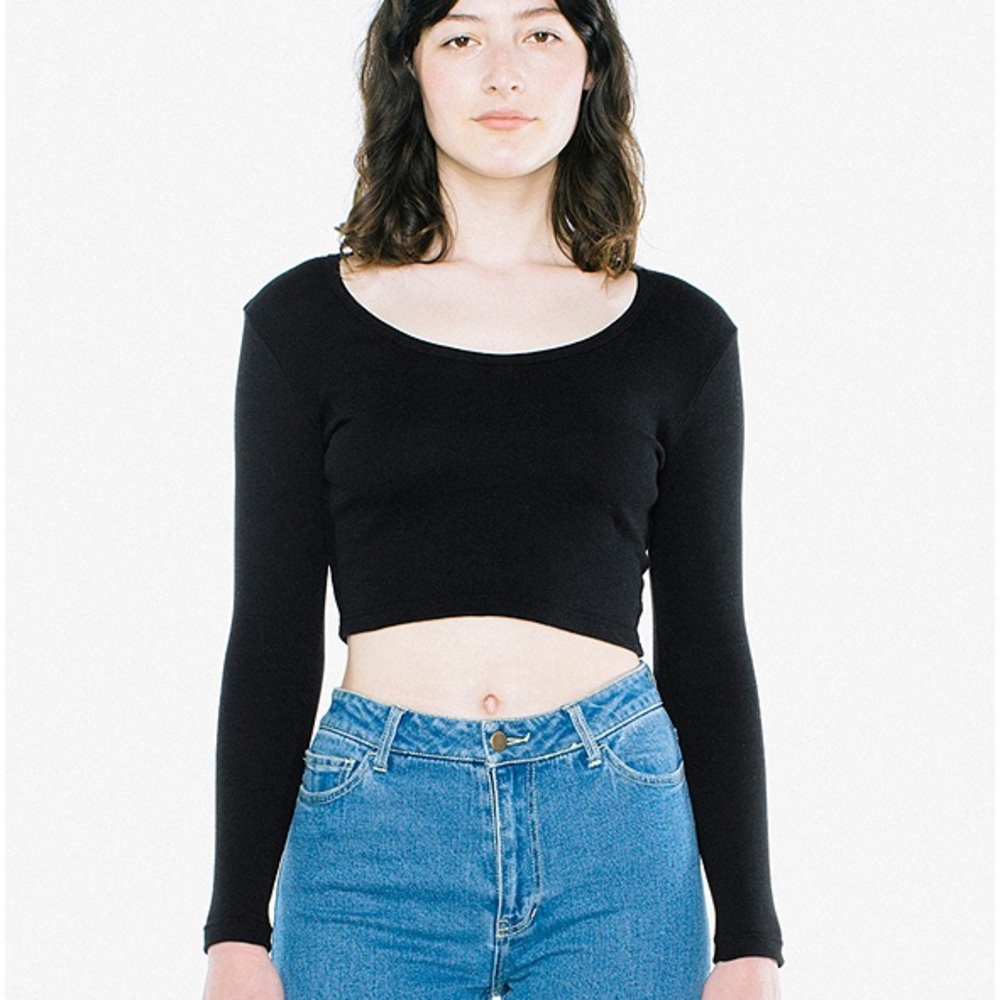 American Apparel Long Sleeve Black Crop Top